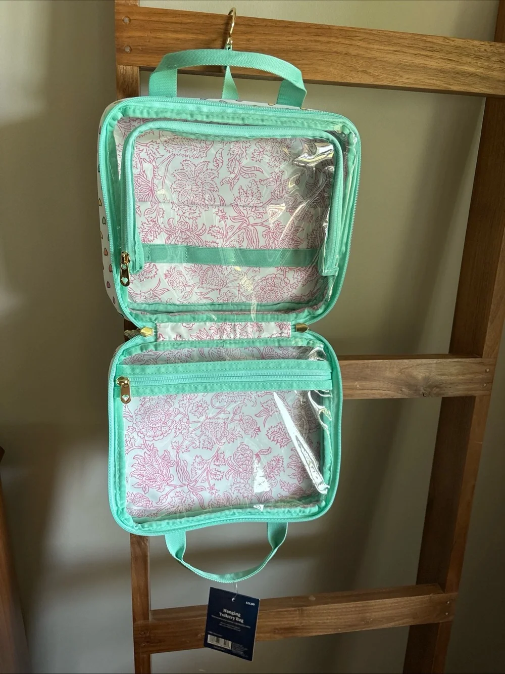 Roller Rabbit Disco Hearts Wave Hanging Toiletry Bag New With Tags - Picture 4 of 8